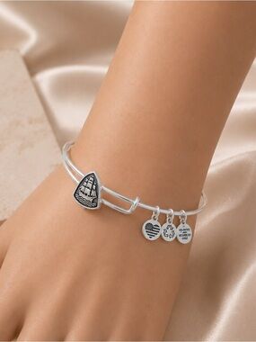 Alex and Ani Silver Nautical Steady Vessel Slider Charm Bracelet Adjustable Fit